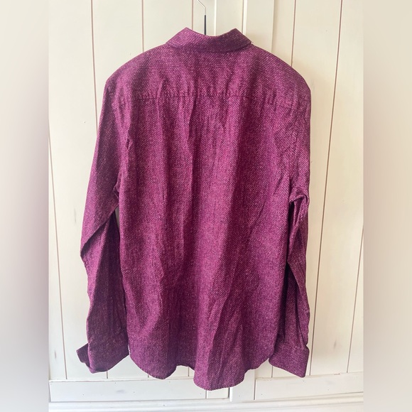 Robert Graham Mens Woven Finnegan Button-Down Dress Shirt Burgundy Size Medium - Picture 2 of 10